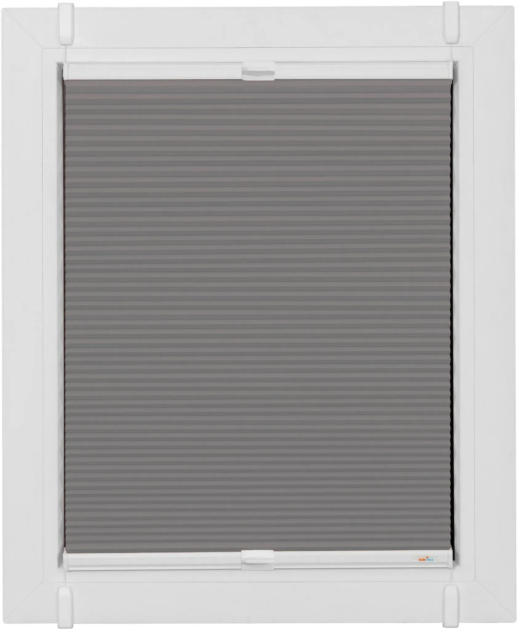 Plissee SUNLINES "Start-up Style Honeycomb", grau (grau, weiß, weiß), B:61cm H:125cm, Obermaterial: 100% Polyester, Plissees, verspannt mit Simply-Fix Klemmträger, Wabenplissee, nach Maß