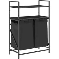 VidaXL Wäschekorb 2 Fächer mit Ablagen Schwarze Eiche