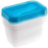 KEEEPER Frischhaltedose eckig blau transparent 15,5 x 10,5 x 8,5 cm 0,75 l 4-teiliges Set