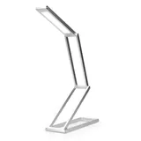kwmobile LED Aluminium Tischlampe faltbar - Akku Nachttisch Leselampe dimmbar Micro USB Ladekabel - Akku Schreibtischlampe Faltlampe in Silber