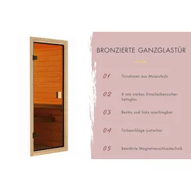Karibu Sanna 2,36 x 1,84 x 2,09 m ohne Ofen + bronzierter Ganzglastür