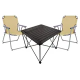 Mojawo Campingmöbel Set 3tlg. Beige/Schwarz