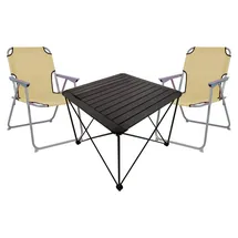 Mojawo Campingmöbel Set 3tlg. Beige/Schwarz