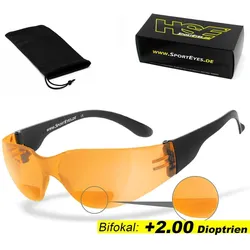 Sportbrille | SPRINTER 2.3 +2.00 Dioptrien | orange | Leseteil | beschlagfrei mango No Size