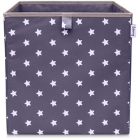 LIFENEY Aufbewahrungsbox mit Sternenmotiv in Anthrazit I Spielzeugbox mit Sternen passend für Würfelregale I Ordnungsbox für das Kinderzimmer I Aufbewahrungskorb als Accessoire | 33x33x33 cm