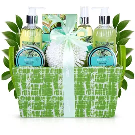 Brubaker Cosmetics Bade- und Dusch Set Weißer Tee und Ingwer Duft - 8-teiliges Geschenkset in Henkelbox