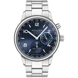 Nomos Glashütte Herrenuhr Club Sport neomatik Weltzeit blau 790 - silber