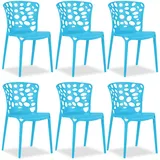 Homestyle4u Gartenstuhl 6er Set in Blau 2458