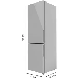 Cecotec Bolero CoolMarket Combi 250 Grey Glass D Kühl-Gefrierkombination (250 l, 1800 mm hoch, Grey Glass)