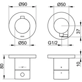 Keuco Edition 400 Thermostatarmatur Set UP 2-Wege mit Schlauchanschluss, 51553291121 für 2 Verbraucher, Edelstahl-Finish