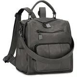 RAVUO Rucksack Damen Klein, PU Leder Damen-Rucksackhandtaschen Mini Cityrucksack Wasserdichte Damenrucksäcke 2 In 1 Handtasche für Frauen,Grau