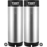 Vevor Corny Keg, 19 L Ball Lock Keg, SUS304 Cold Brew Kegs Fass Eimer mit zwei Gummigriffen & robustem Gummiboden, Brauausrüstung für Heimbraupartysv Bar Bistro Restaurant Café, 2 Stk.