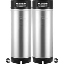 Vevor Corny Keg, 19 L Ball Lock Keg, SUS304 Cold Brew Kegs Fass Eimer mit zwei Gummigriffen & robustem Gummiboden, Brauausrüstung für Heimbraupartysv Bar Bistro Restaurant Café, 2 Stk.