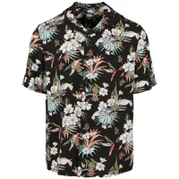 URBAN CLASSICS Viscose Aop Resort Kurzarmhemd Black Tropical M
