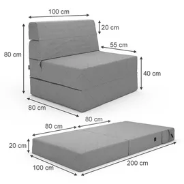 Vicco Sofa Lima, Grau 100 cm mit Schlaffunktion