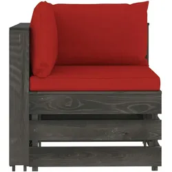 vidaXL Modulares Ecksofa mit Kissen Grau Imprägniertes Holz