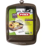Pyrex Asimetria Auflaufform, rechteckig Stahl Schokobraun, Aluminium, Schokoladenbraun, 30 x 24 cm