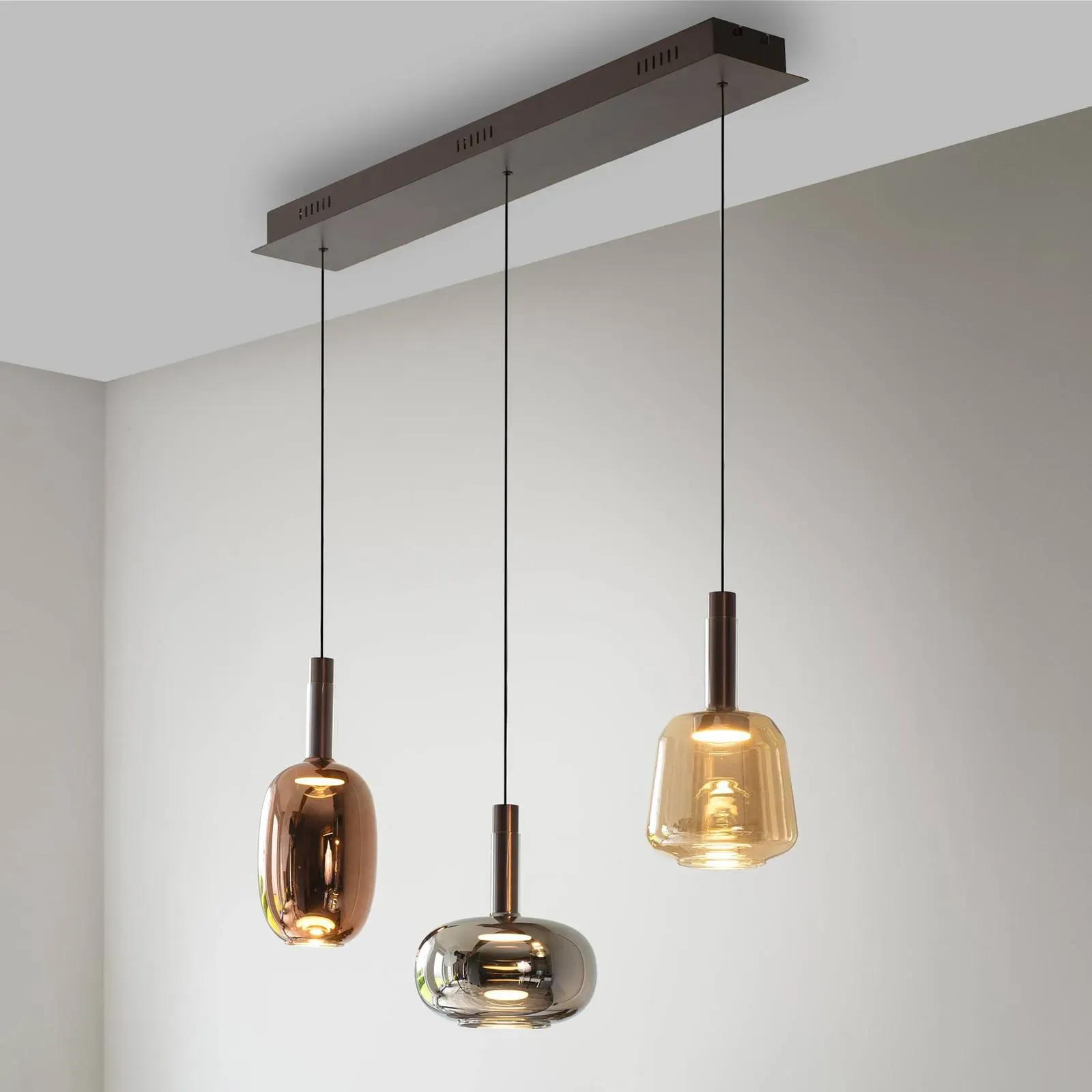 Paul Neuhaus Glas Hängelampe Irides, dimmbar, Multicolour, für Wohn- / Esszimmer, Glas, Modern, Pendelleuchte - 90 cm - 20 cm - 200 cm