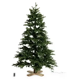 LUMIDA Xmas LED-Weihnachtsbaum Nordmanntannen-Optik 10 Farben/Funktionen Holzfuß, FB & Tasche