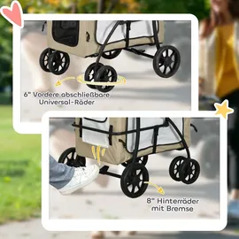 PawHut Hundewagen 2 in 1 Khaki bis 10 kg