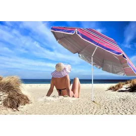 Ellug gestreifter Sonnenschirm 180 x 180 cm Pink