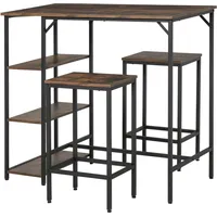 Homcom Bartisch-Set 109 x 60 x 100 cm Rustikales Braun/Schwarz