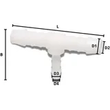 KLASEBO Schlauchverbinder T-Stück 6 mm x 4 mm x 6 mm Weiß