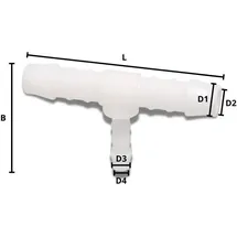 KLASEBO Schlauchverbinder T-Stück 6 mm x 4 mm x 6 mm Weiß