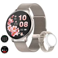 Refttenw Smartwatch,Sport-Fitnessuhr,Schlafüberwachungsuhr,mit Bluetooth-Anruf Smartwatch, IP67 wasserdicht silberfarben