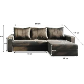 masseno Eckcouch Polyester 2-Sitzer Grün