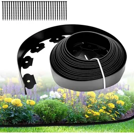 ioomvol Flexible Rasenkante 10 x 5 cm 30 Stück Grau/Schwarz