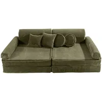 MeowBaby Kindersofa,, Dunkelgrün, Textil, 160x24x80 cm, Kinder- & Jugendzimmer, Kindermöbel, Kindersitzmöbel & -tische, Kindersessel & -sofas
