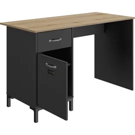 Gami Schreibtisch GAMI "Manchester", schwarz (schwarz, eiche), B:120cm H:72,6cm T:55cm, Tische, Schreibtisch, mit Stauraum