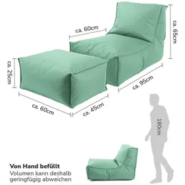 mokebo Sitzsack Mintgrün, Textil, 60x65x140 cm, Oeko-Tex®, Gartenmöbel, Gartenstühle, Outdoor-Sitzsäcke