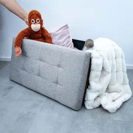 Intirilife Faltbare Sitzbank 76x38x38 cm in FELS GRAU - Sitzwürfel mit Stauraum und Deckel aus Stoff mit Mulden - Sitzcube Fußablage Aufbewahrungsbo