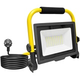 RIGIDON 50W LED Baustrahler, 5000LM Tragbarer Led Arbeitsscheinwerfer, Led Strahler Arbeitsstrahler Mit Stecker, IP66 Bauscheinwerfer, Für Werkstatt Baustelle Garage Garten, 6000K