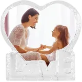 Glasfoto Personalisiert Glas mit eigenem Bild Herzform 2D Glas Individuelle Kristallglas Foto Benutzerdefiniert Fotorahmen mit Wunschfoto Fotogeschenk für Geburtstag Weihnachten Valentinstag
