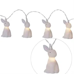 MARELIDA LED Lichterkette Bunny 10 weiße leuchtende Hoppel Häschen für Ostern