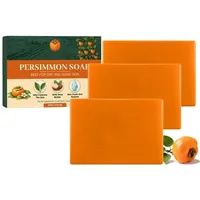 Rhoms Persimmon Soap,Persimmon Kernseife Natur, Kaki Feste Seifen, Seife für Gesicht und Körper, Porenverkleinerung, Tiefenreinigung, Feuchtigkeitsspendend, Kaki Soap für Sehr Trockene Haut (3PC)