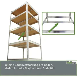 Trutzholm Schwerlastregal Stahl 180x75x75cm grau 875 kg 5 Böden