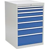 Bedrunka & Hirth Gerätebau GmbH Schubladenschrank H1019xB705xT736mm lichtgrau/signalblau 7 Schubl.Vollauszug