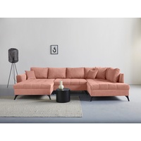 INOSIGN Wohnlandschaft »Lörby U-Form«, auch mit Aqua clean-Bezug, feine Steppung im Sitzbereich, lose Kissen rosa