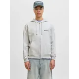 JACK & JONES Norrebro Kapuzensweatjacke Herren Hellgrau/Weiß L