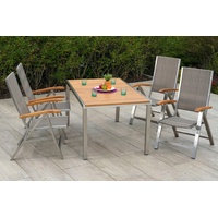 Merxx Garten-Essgruppe »San Severo«, (5 tlg.), silber/steinbeige,