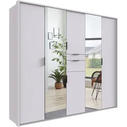 Drehtürenschrank WIMEX "Moldau Kleiderschrank mit Spiegel Schlafzimmerschrank Bestseller", weiß, B:225cm H:208cm T:58cm, Spanplatte, Schränke, Wähle deine Innenausstattung fertig konfiguriert im Schrank