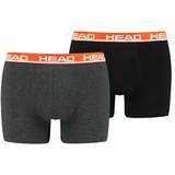 Head Herren Boxershorts im Pack - Basic, Baumwoll Stretch, einfarbig Grau/Orange M Pack