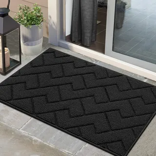 Biscpro Fußmatte Dunkelgrau 60x90cm Innen und Außen Waschbar Fussmatte Wasserdicht Türmatte Rutschfester Schmutzfänger Teppich für Eingang, Haustür, Patio, Flur, Garten