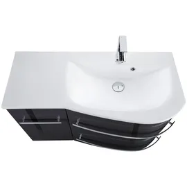 WELLTIME Waschtisch WELLTIME "OSLO", grau (anthrazit, weiß), B:90cm H:50cm T:44cm, Waschtische, Waschtisch, Breite 90 cm, Badmöbel mit geschwungener Front, Ablage links