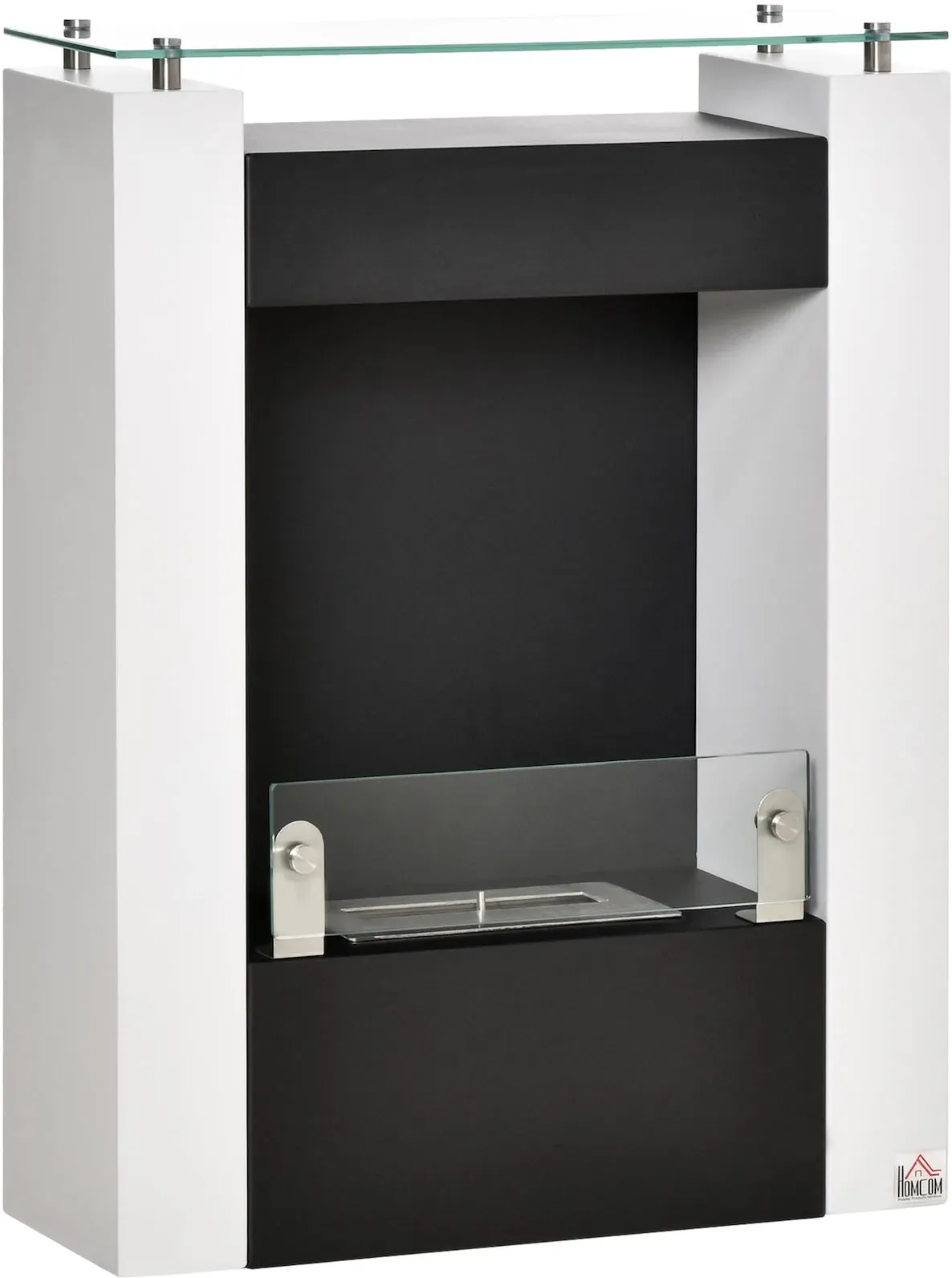 HOMCOM Alkohol-Kamin Stahl, Edelstahl, gehärtetes Glas