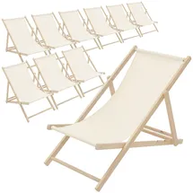 ECD Germany Liegestuhl Klappbar 10er Set 120 x 60 x 30 cm Beige